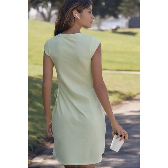 NWT Anthropologie Daily Practice Montauk V-Neck Mini Dress Wrap Lime M - Picture 5 of 13